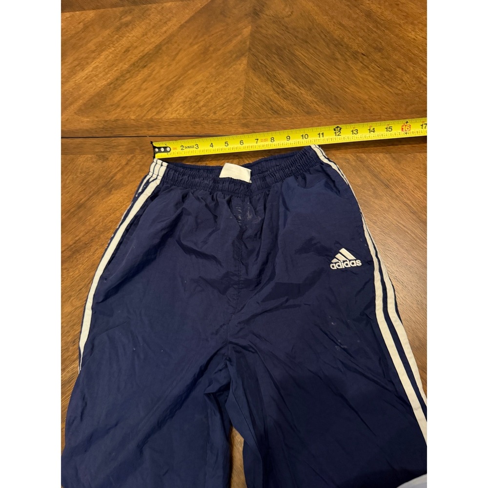 Adidas Vintage Navy Blue 3 Stripe Windbreaker Track Pants Mens Medium - Picture 7 of 8